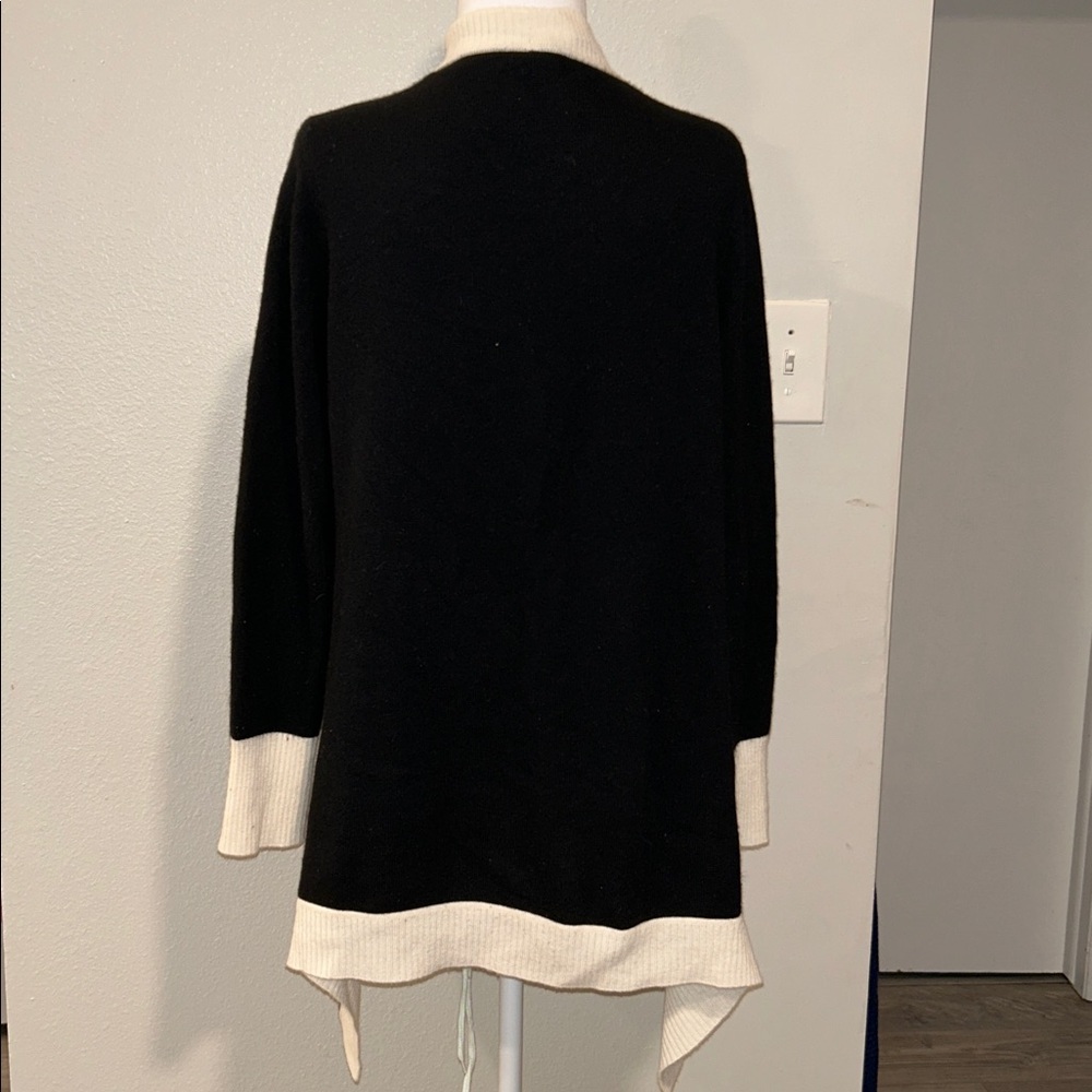 Charter Club Luxury 100% Cashmere Black/Cream Open Cardigan Sweater Size Medium - Picture 4 of 5